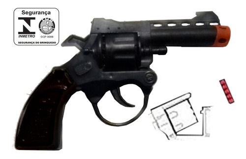 Arma De Brinquedo Preto Espoleta Revólver Cap Gun Plástico